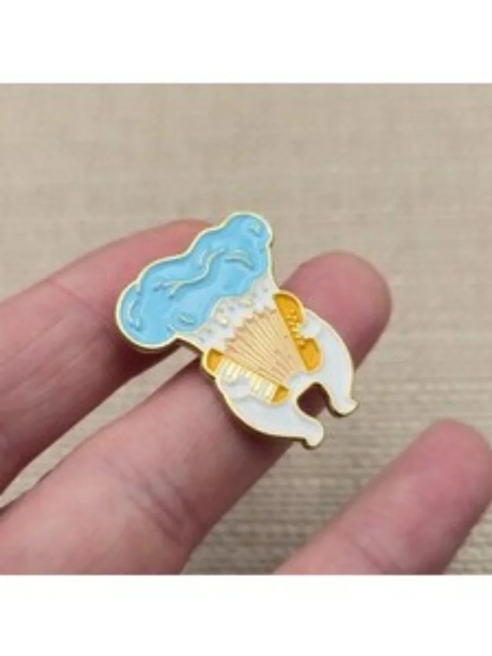 Cartoon Mushroom Playing Accordion Musical Instrument Enamel Lapel Pin A8338